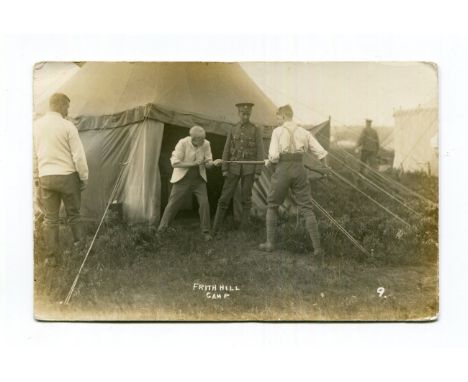 A collection of 29 postcards of First World War interest, including photographic postcards titled 'Frith Hill Camp', 'Hamilto