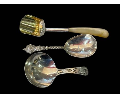 Three 19th Century caddy spoons dated 1806, 1807 and 1884.