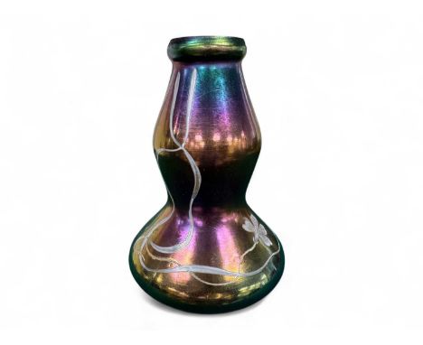 ART NOUVEAU LOETZ STYLE IRIDESCENT GLASS VASE, circa 1900, detailed with foliate trails, 18.5cm (h)`Provenance: private colle