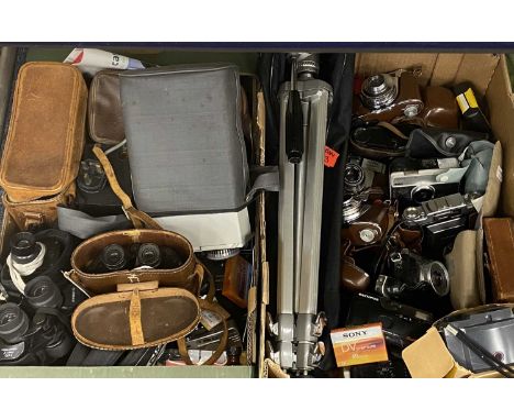 LARGE ASSORTMENT OF CAMERAS & ACCESSORIES, Three pairs of field binoculars, 7x50 monocular, etc.Provenance: private collectio