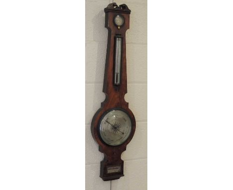 MAHOGANY WHEEL BAROMETER by N. Whitehouse, Leicester Square, 8 inch main dial, 99cms (h)Provenance: private collection Gwyned