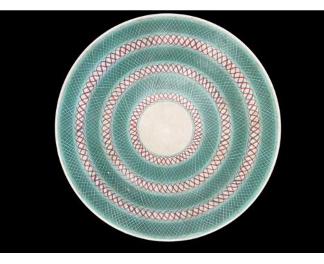 POOLE POTTERY DISH, designed by Alfred Rhead, 1955-59, shape no. 920, 32.5cm (d)Provenance: private collection Powys