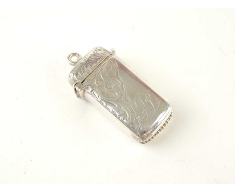 EDWARD VII SMALL RECTANGULAR SILVER VESTA CASE, scroll engraved decoration, William Hair Haseler, Birmingham 1901, 35 x 15mms