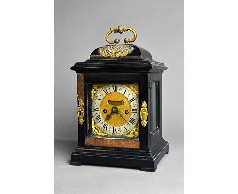 A giltmetal-mounted ebonised bracket clock, of small sizeIn the James II style, by John Marshall, London, circa 1960The case 