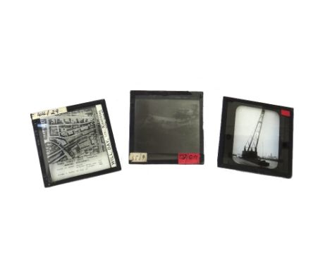 A quantity of 3 inch glass lantern slides, late 19th century, mainly London & Cambridge, geographic and architectural scenes,