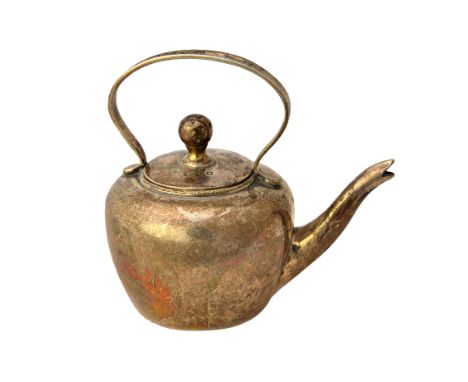 A late Victorian silver miniature kettle with a lid, London 1897, weight 115 gms, height 8.5cm.  Illustrated