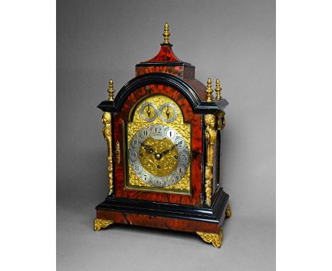 A Victorian ormolu-mounted three train quarter-chiming red tortoiseshell bracket clockBy J. C. Jennens, London, circa 1880The