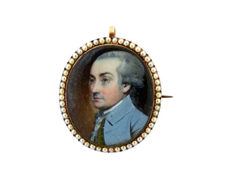 A late 18th century English school portrait miniature on ivory of James Beal Bonnell (1735-1815), set in a gold case with see