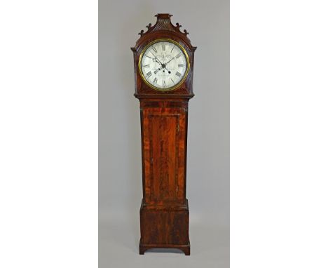 A late Regency mahogany, crossbanded and outlined longcase regulator of long durationBy James Whitelaw, EdinburghThe carved a