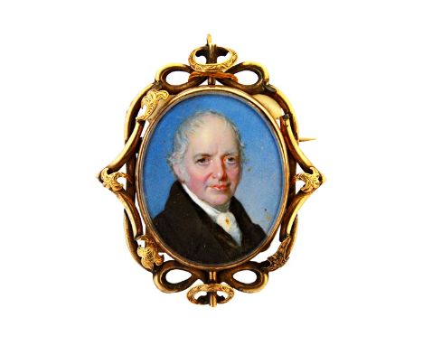 An early 19th century English school portrait miniature on ivory of James Bonnell of Fillen Shore (1777-1850), set in a gold 