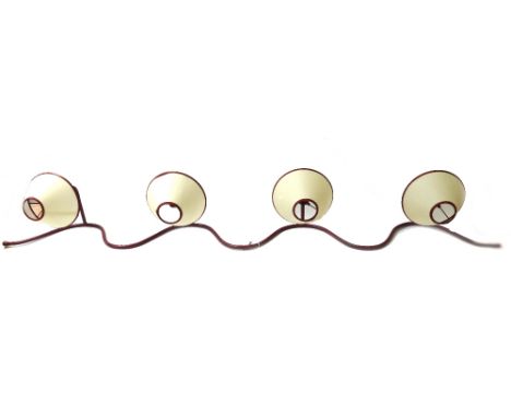 A Jean Royere (French, 1902-1981) style wall light, 'Sinus', modern, painted metal and four shades, 180cm wide. 