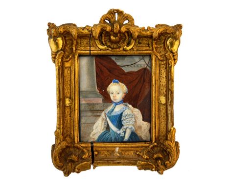 A late 18th century Swedish school portrait miniature on vellum(?), of a young Princess Frederica Charlotte Insens***rna, in 