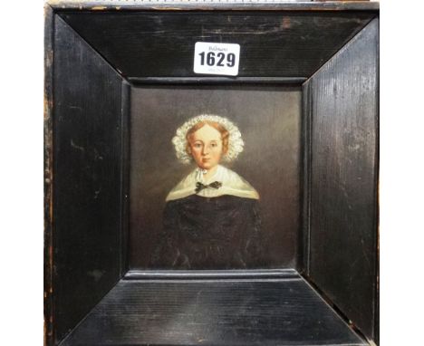 English School (19th century), Portrait of a lady, oil on panel, 14cm x 12cm.