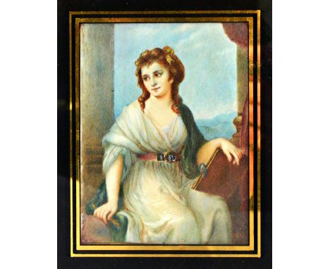 G P**ipuielle (19th century), Italian, a portrait miniature on ivory after the self-portrait by Angelica Kauffmann, handwritt