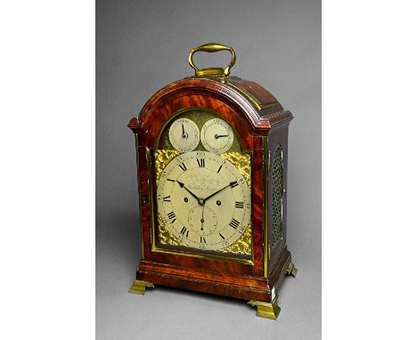 A George III mahogany and brass-mounted bracket clockBy John Dwerrihouse, LondonThe arched case with triple brass banded pads