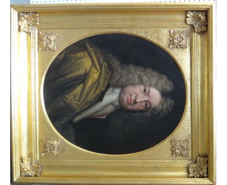 Follower of Michael Dahl, Portrait of a gentleman, oil on canvas, oval, 74cm x 62cm. 
