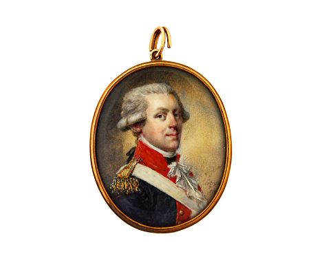 La****, late 18th century Continental school, a portrait miniature on ivory of a young military officer, Second Lieutenant A*