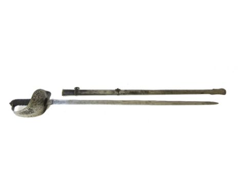 A Victorian Royal Engineer's officer's sword by Wilkinson, with engraved straight steel blade (82.5cm), pierced steel guard a