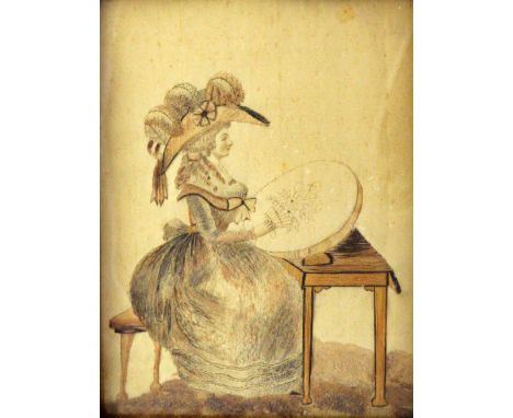 Royalty and Folk Art; a George III hand-worked 'hair stitch' self-portrait worked by Mary Anne Harvey Bonnell (1763-1853), in