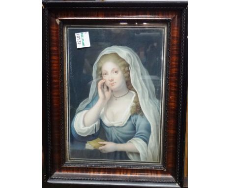 French School (18th century), Portrait of a lady, gouache on vellum. 17cm x 11.5cm.