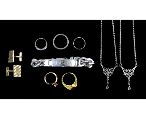 Links of London ID bracelet in original box, in silver hallmarked 2004, 21.5cm in length, front panel engraved 'Lance', two s