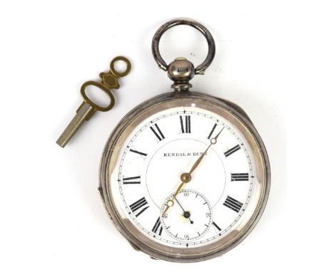 Victorian Kendal &amp; Dent pocket watch, enamel dial with Roman numerals, subsidiary dial and minute track, mechanical movem