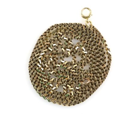 Vintage long chain with S form links, to a bolt ring clasp, marks for 18 ct, length 113 cm CONDITIONGood condition 48.2 grams