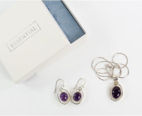 Amethyst and silver pendant and earrings, with costume jewellery including boxed items by Cachet London, others by Jon Richar