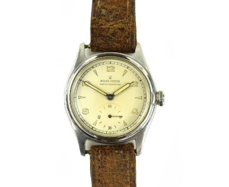 Rolex gentleman’s Oyster Shock Revisiting reference 4444 wristwatch in steel case, the signed dial with Arabic numeral hour m