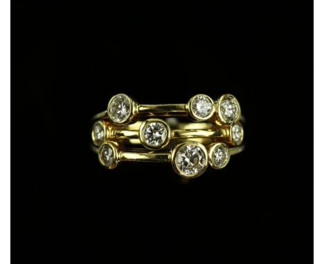 Boodles diamond ‘Raindance’ ring, set with nine round brilliant cut diamonds, estimated total diamond weight 1.50 carats, mou