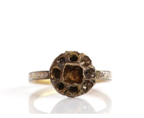 Georgian ring, white enamel band inscribed, 'Marg: Sus: Danbuz. OB: 24 July 1770. AE: 17', mounted in 18 ct, ring size Gall s