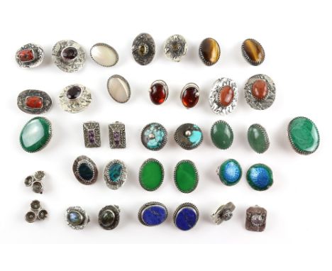 A quantity of silver jewellery including a pair of Danish John Lauritzen silver earrings stamped 'John L Denmark', other simi