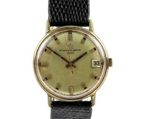 Eterna  A gentleman's  reference 438T  Eterna-matic 1000 wristwatch,the  gold plated case with signed dial,baton hour markers