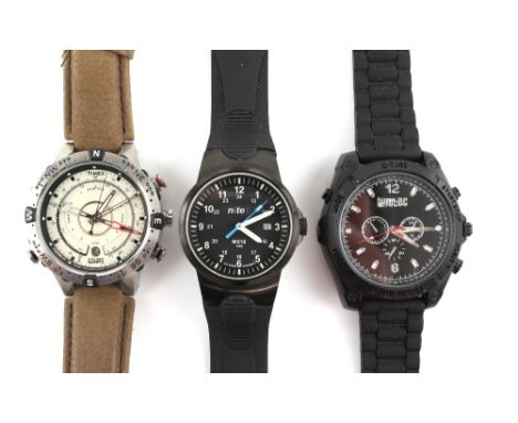 A Kyutec gentleman's quartz&nbsp;chronograph smart watch in black resin case, a Timex Intelligent Series watch with tides&nbs