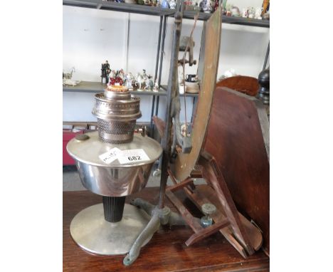 BASE OF AN OIL LAMP, SCALES &amp; SMALL WRITING SLOPE