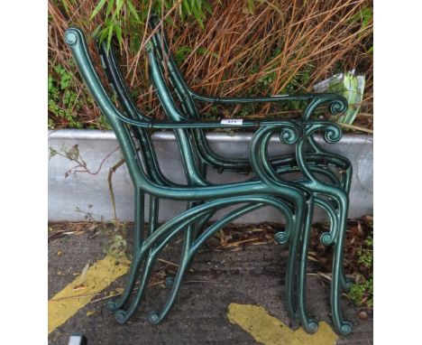 2 SETS OF GREEN PAINTED METAL BENCH ENDS