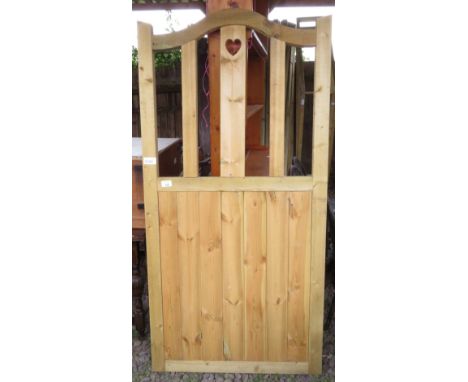 PINE GARDEN GATE WITH CUT OUT HEART DECORATION