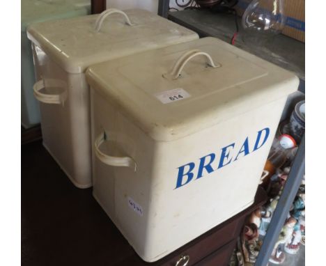 2 ENAMEL BREAD BINS