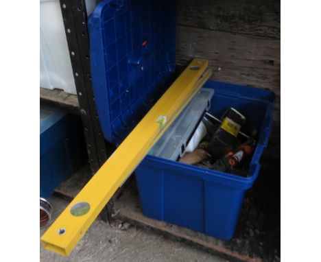 BLUE PLASTIC TOOLBOX &amp; TOOLS