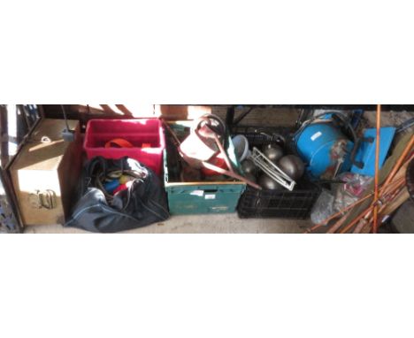 STRAPS, POWER CABLES, WORK SHOP LAMP, METAL SPHERES ETC