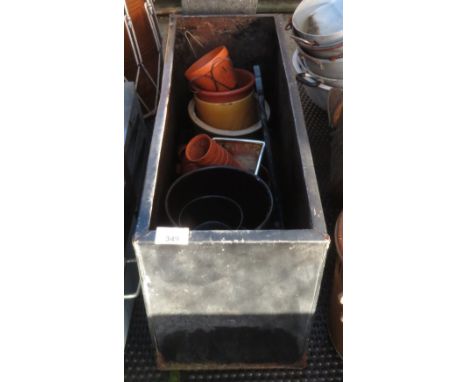 METAL PLANTER &amp; TERACOTTA POTS, WITH OTHER POTS