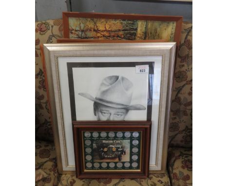 AUTUMNAL DAVID SHEPHERD PRINT, TOGETHER WITH OTHER PRINTS &amp; PICTURES