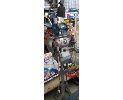 HEAVY DUTY WORKSHOP UNIT TO INCLUDE A WOLF GRINDER, BAND 5180 DISC CUTTER &amp; INDUSTRIAL LAMP