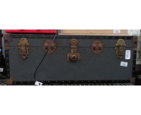 LARGE METAL TRAVEL TRUNK