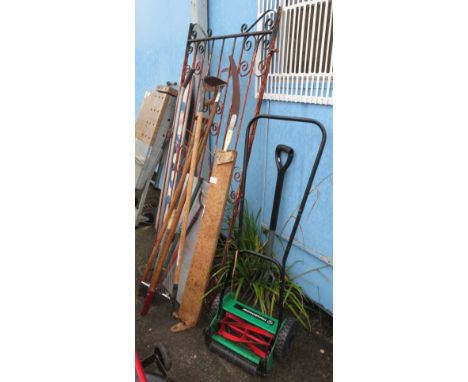 METAL GATE, LAWN MOWER &amp; OTHER TOOLS