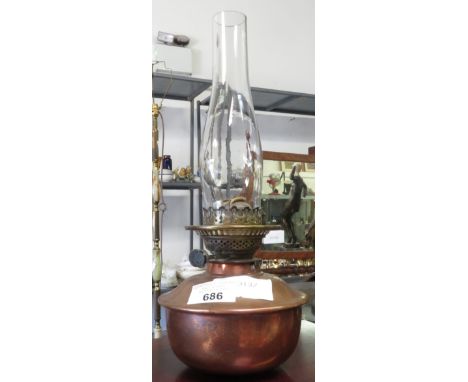 BRASS OIL LAMP WITH CHIMNEY