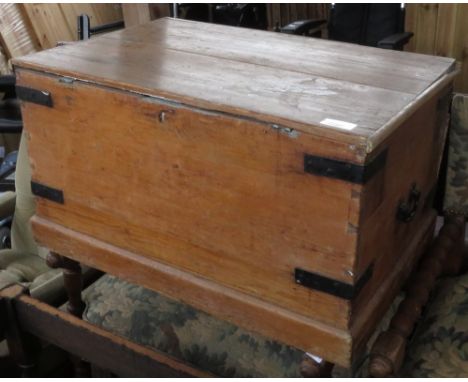 METAL BOUND WOOD TRUNK