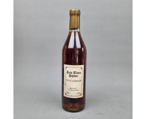 M. Louis Vallet Tres Vieux Petit Champagne Cognac Bottled 1986. Bottle Number 316 of 576.  Label reads "Aged in oak barrels b