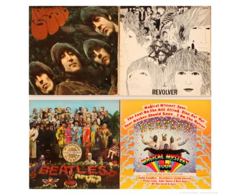 A collection of The Beatles LPs to include (1) Rubber Soul (1965 UK Mono 2nd Press, Parlophone - PMC 1267, Matrix Side A XEX 