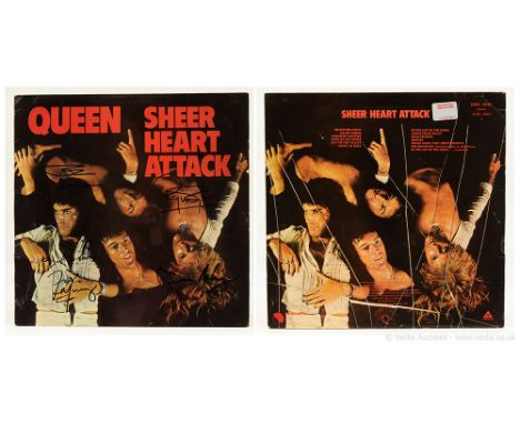 Queen, Sheer Heart Attack (EMC 3061) LP - Autographed 1974 First Pressing, Matrix YAX 4881 3U/YAX 4882 4U, diecut inner sleev